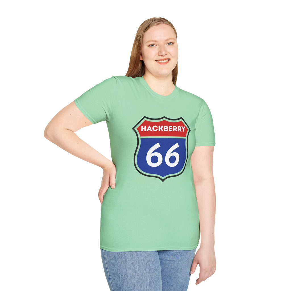 Hackberry 66 Shield T-Shirt | Route 66 Road Sign Tee