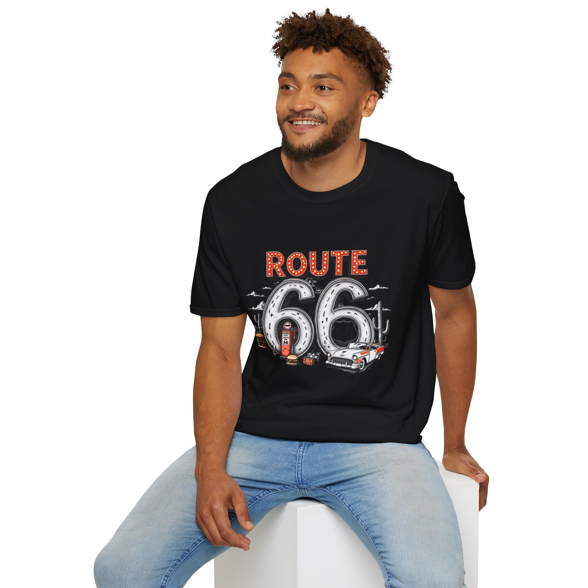 Route 66 Vintage Roadtrip T-Shirt | Classic Highway Car Signage