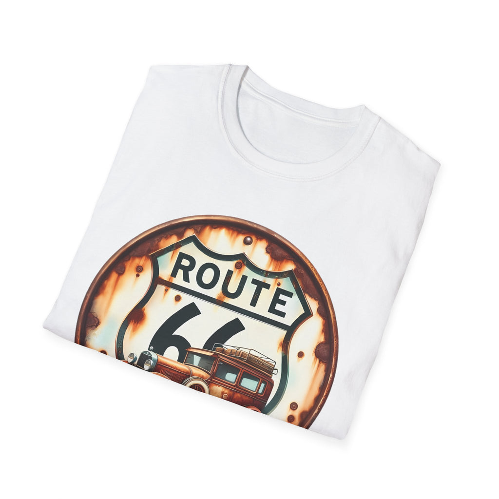 Route 66 Vintage Woody Wagon T-Shirt | The Road Is Calling, Retro Roadtrip Tee