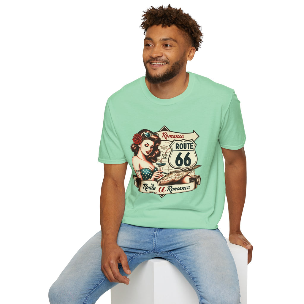Pinup Girl Route 66 T-Shirt | Vintage Roadtrip Retro Sign