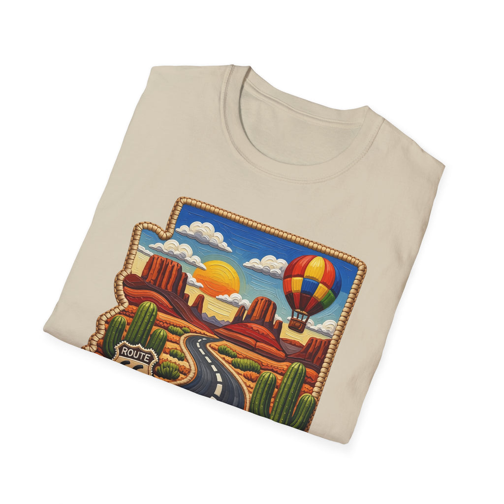 Arizona Route 66 Desert Road T-Shirt | Hot Air Balloon Southwestern Scene
