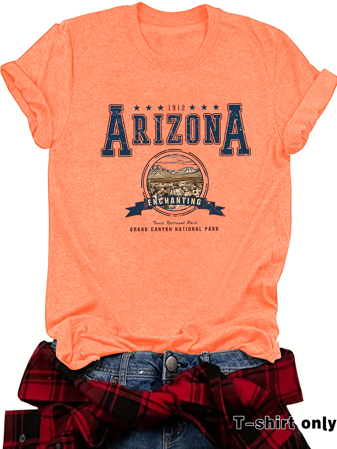 Round neck short sleeved t-shirt with ARIZONA print