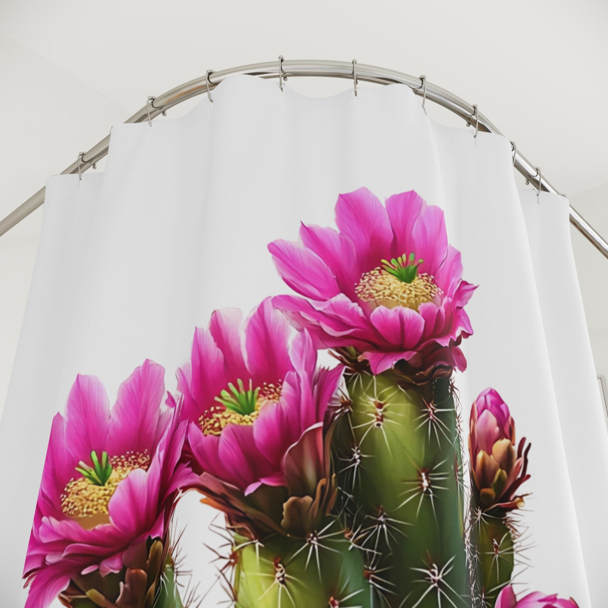 AZ Arizona Bohemian Floral Shower Curtain, Cactus Decor, Bathroom Accessories, Gift for Garden Lovers, Modern Home Decor