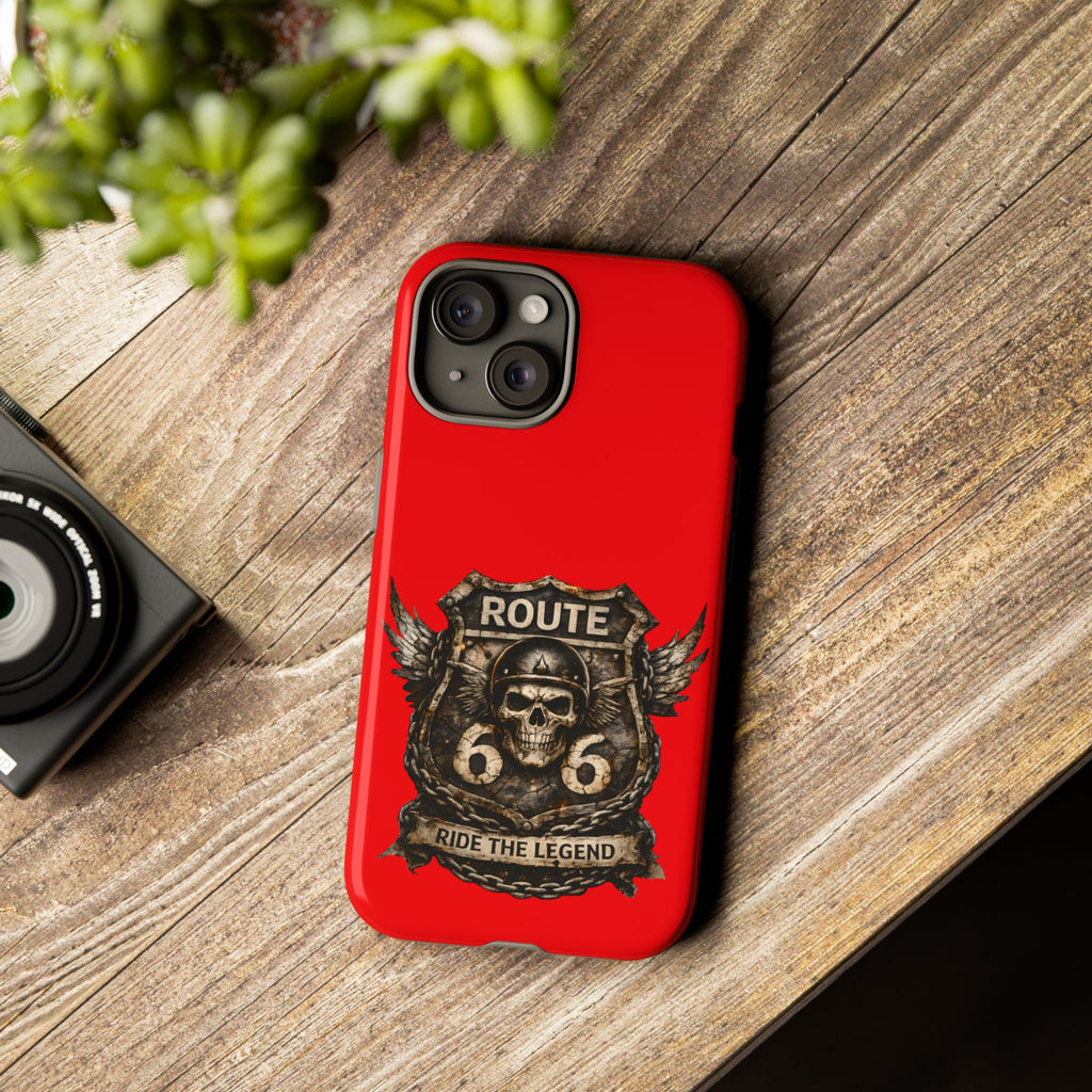 Route 66 Skull Helmet phone case | Motorcycle emblem, Ride the Legend