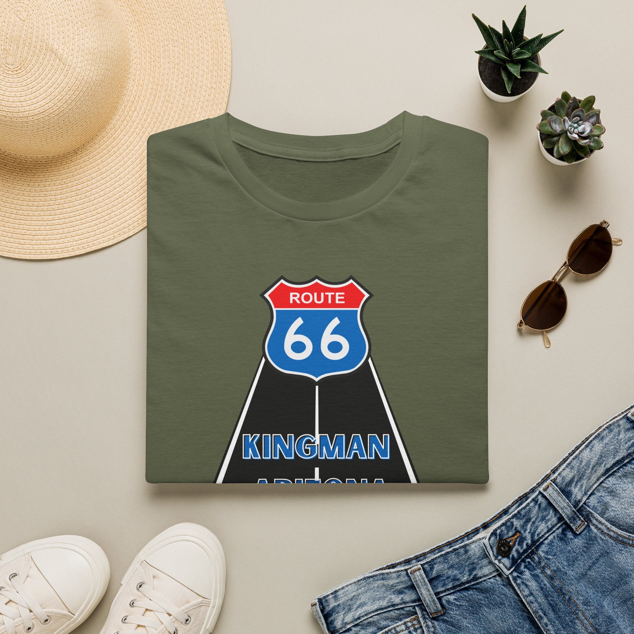 Route 66 Kingman Arizona Mens Womans Softstyle T-Shirt, Vintage Road Trip Shirt, Retro Travel Tee, Men's Women's Graphic Top, Gift for Travelers