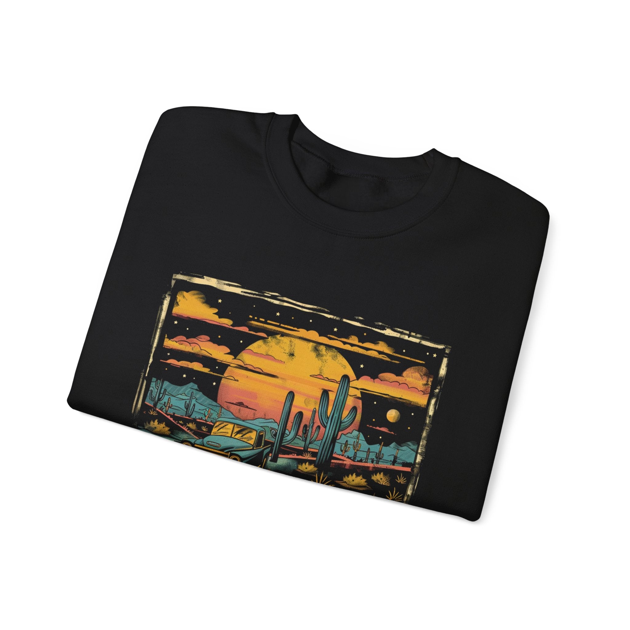 Arizona Desert Sunset Sweatshirt | Retro Cactus Landscape