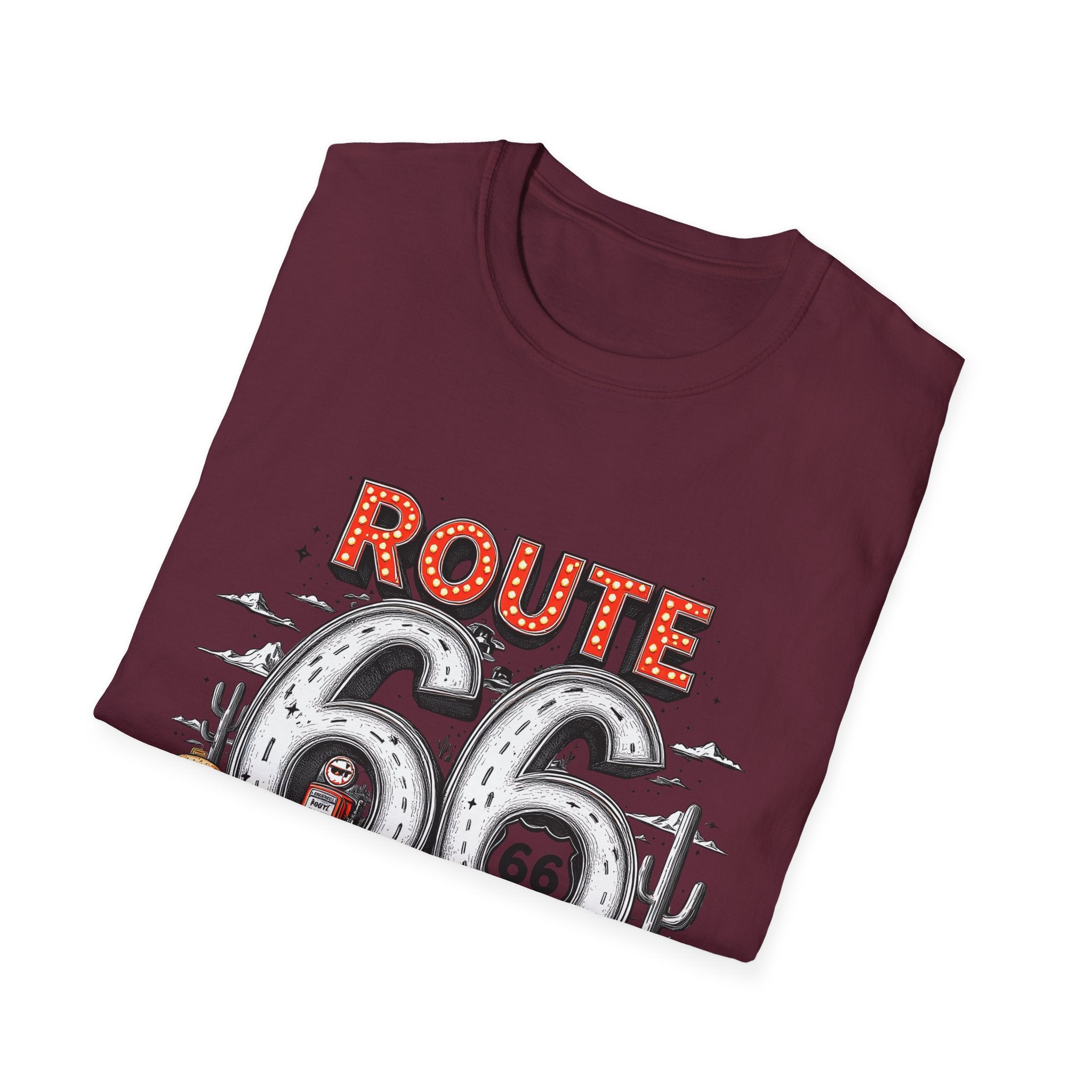Route 66 Vintage Roadtrip T-Shirt | Classic Highway Car Signage