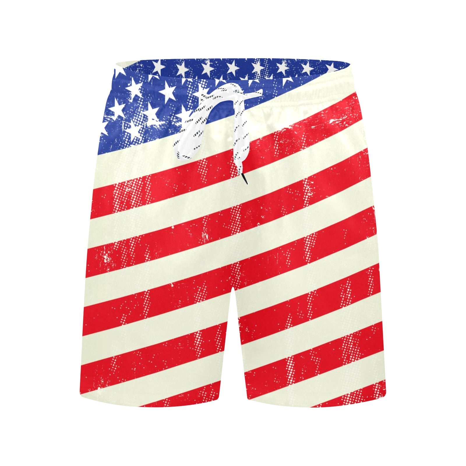 American flag Celebration time Men's Mid-Length Beach Shorts Free  Shipping
