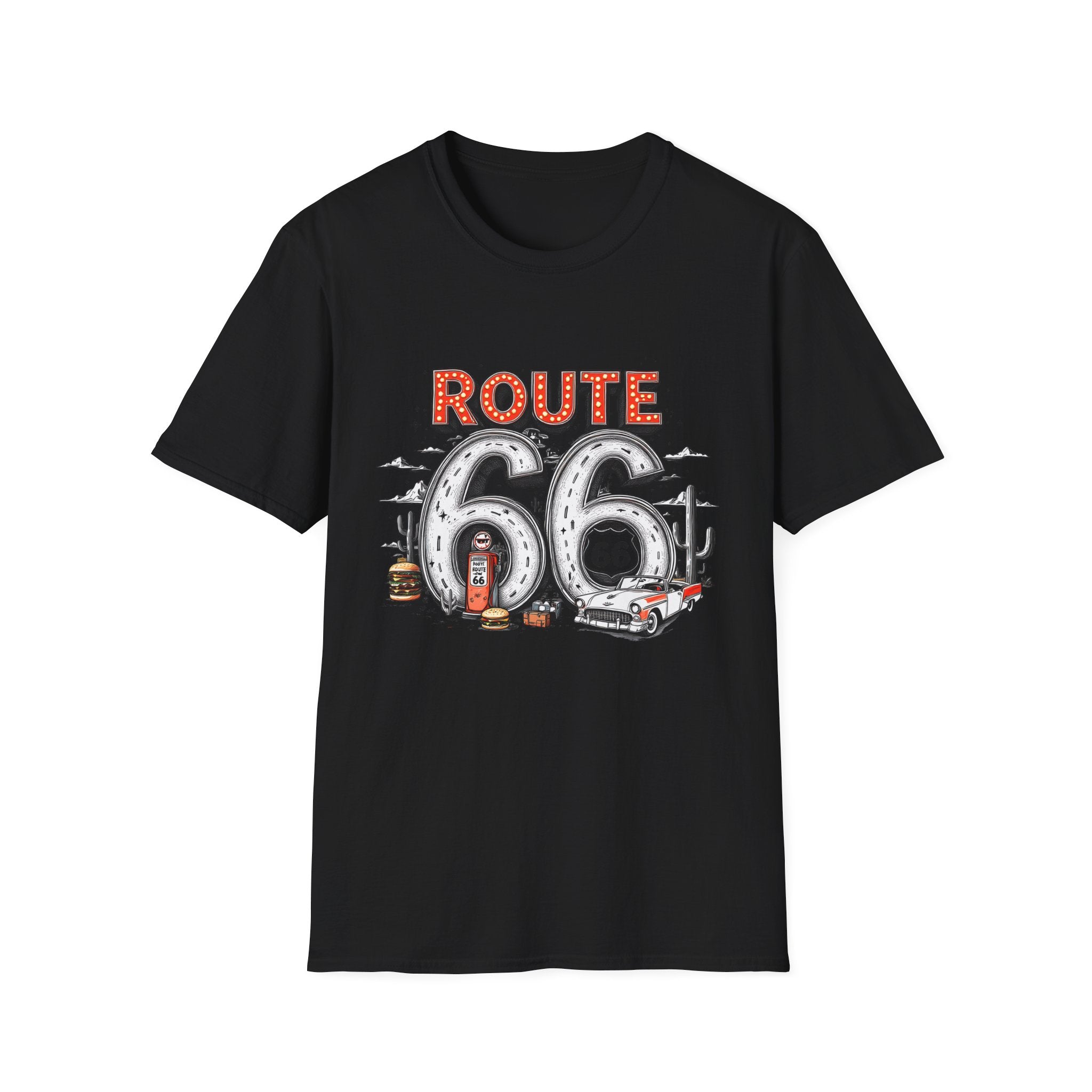 Route 66 Vintage Roadtrip T-Shirt | Classic Highway Car Signage