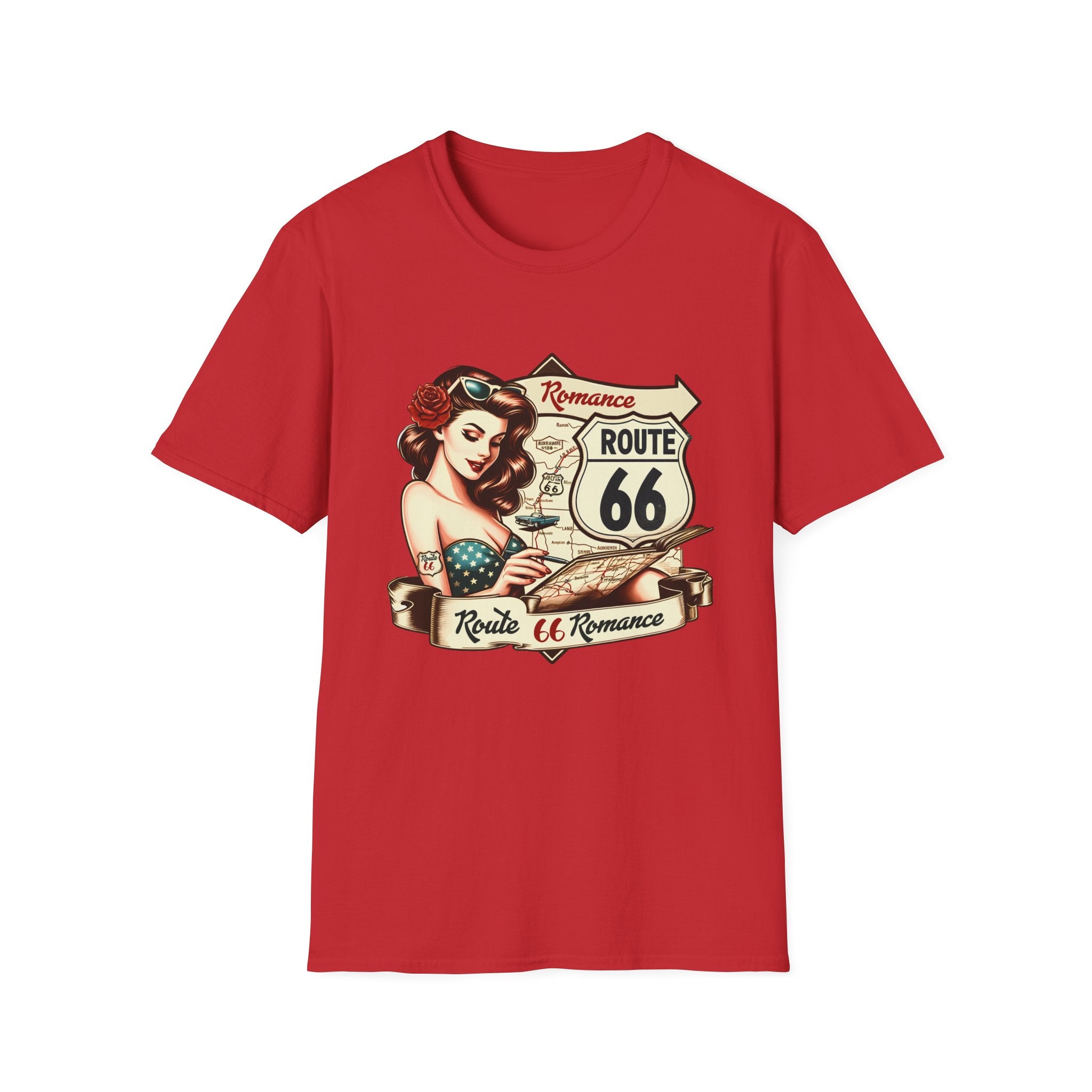 Pinup Girl Route 66 T-Shirt | Vintage Roadtrip Retro Sign