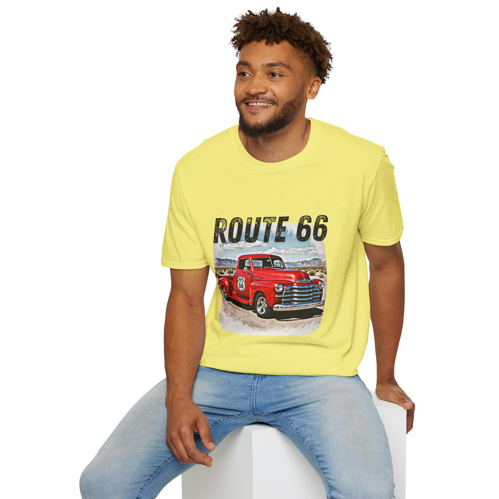 Route 66 Red Vintage Truck T-Shirt | Retro Highway Graphic
