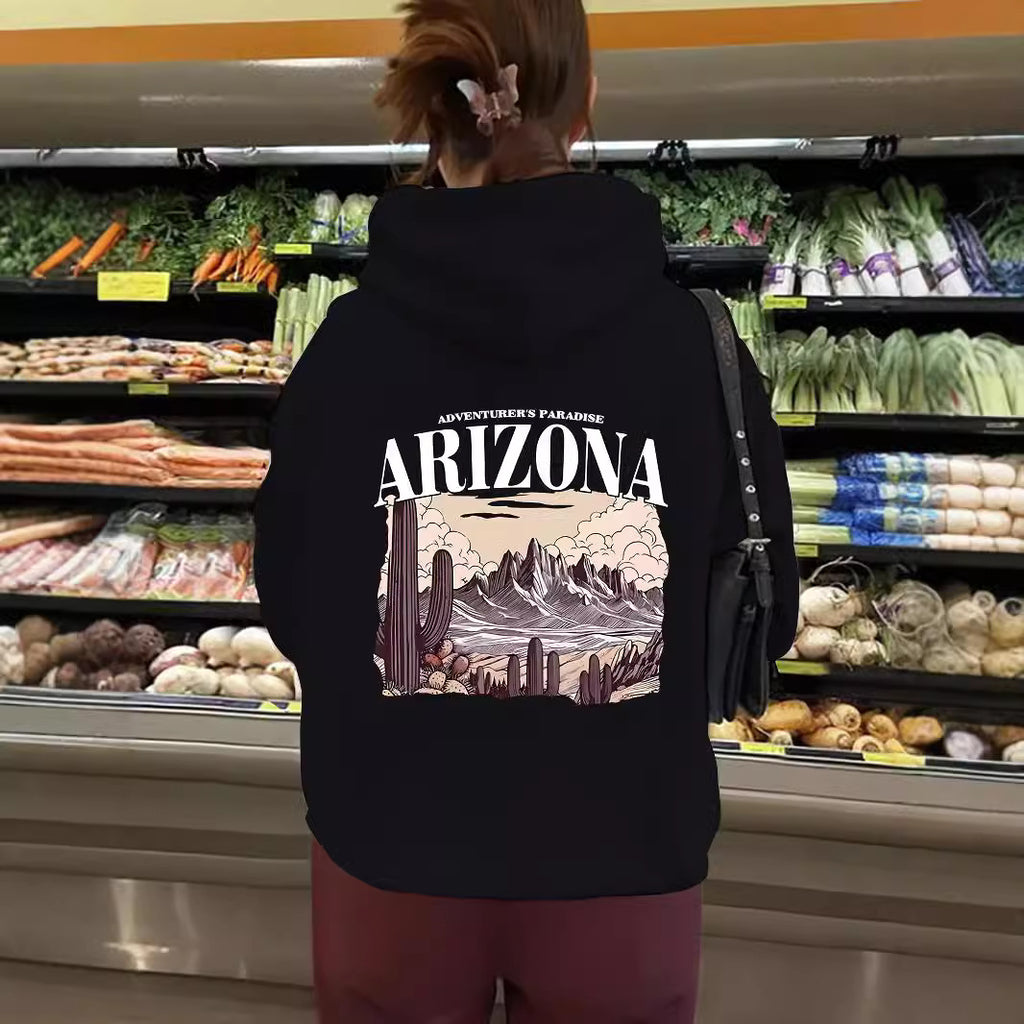 Hooded long sleeved sweatshirt with fleece top for women ARIZONA print