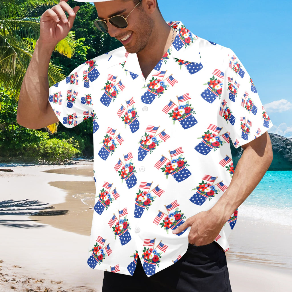 Red White Blue Celebration Men's All Over Print Shirt Made In USA Ships to USA Only Free Shipping