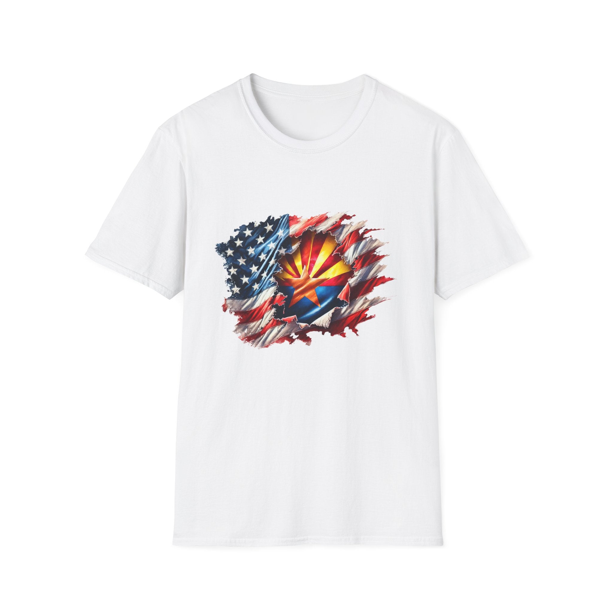 Arizona Flag Ripped Effect T-Shirt | USA Stars Stripes State Emblem