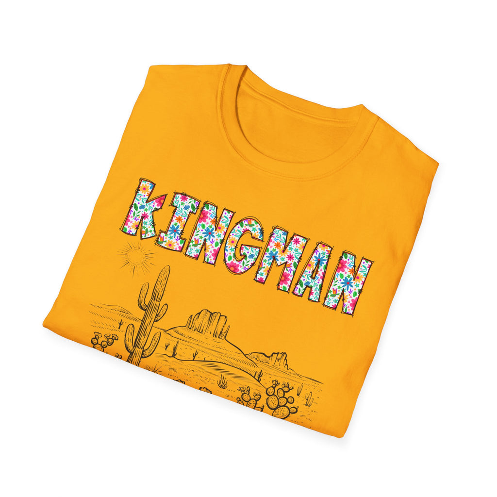 Kingman Arizona Colorful Mens Womans Unisex T-Shirt, Casual Wear, Travel Souvenir, Gift for Nature Lovers, Vacation Tee