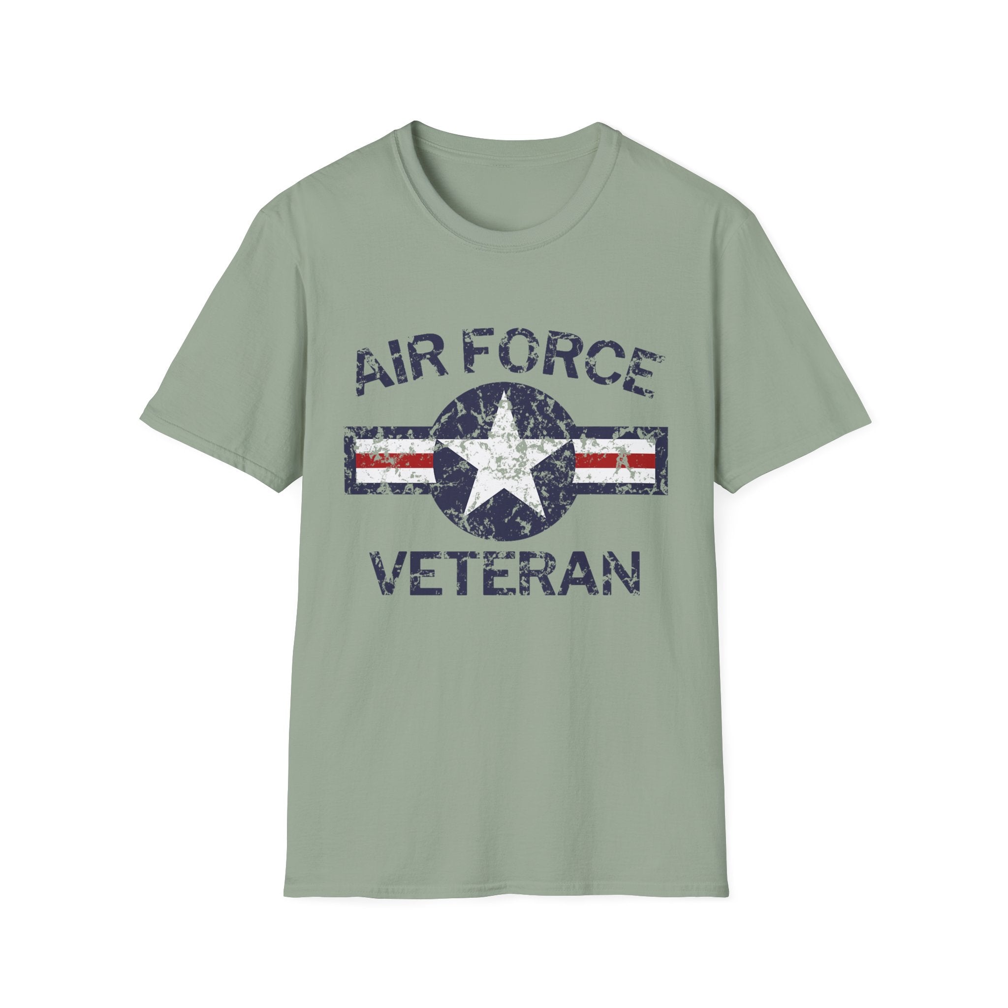 Air Force Veteran Distressed Logo T-Shirt | Military Star Stripe Tee