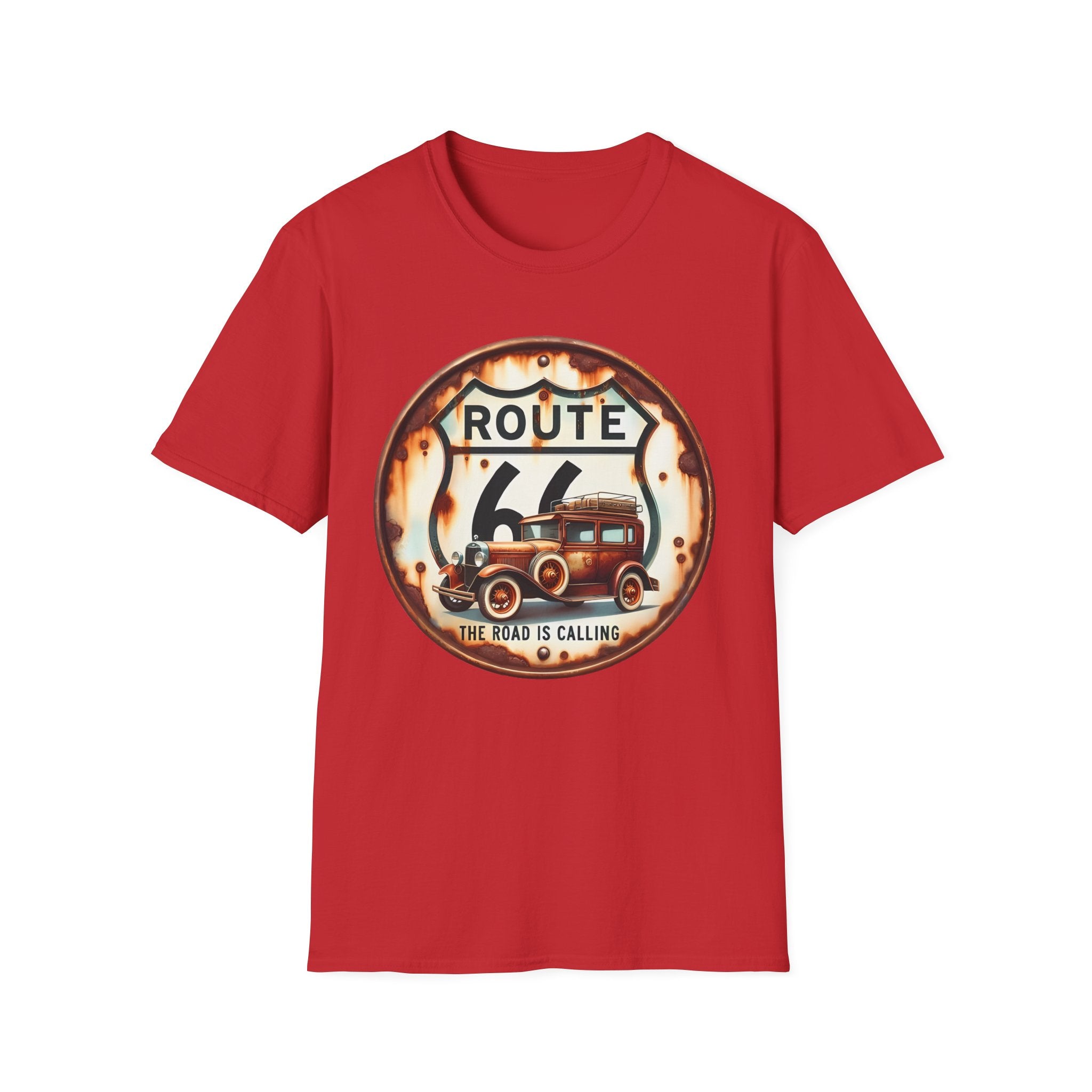 Route 66 Vintage Woody Wagon T-Shirt | The Road Is Calling, Retro Roadtrip Tee