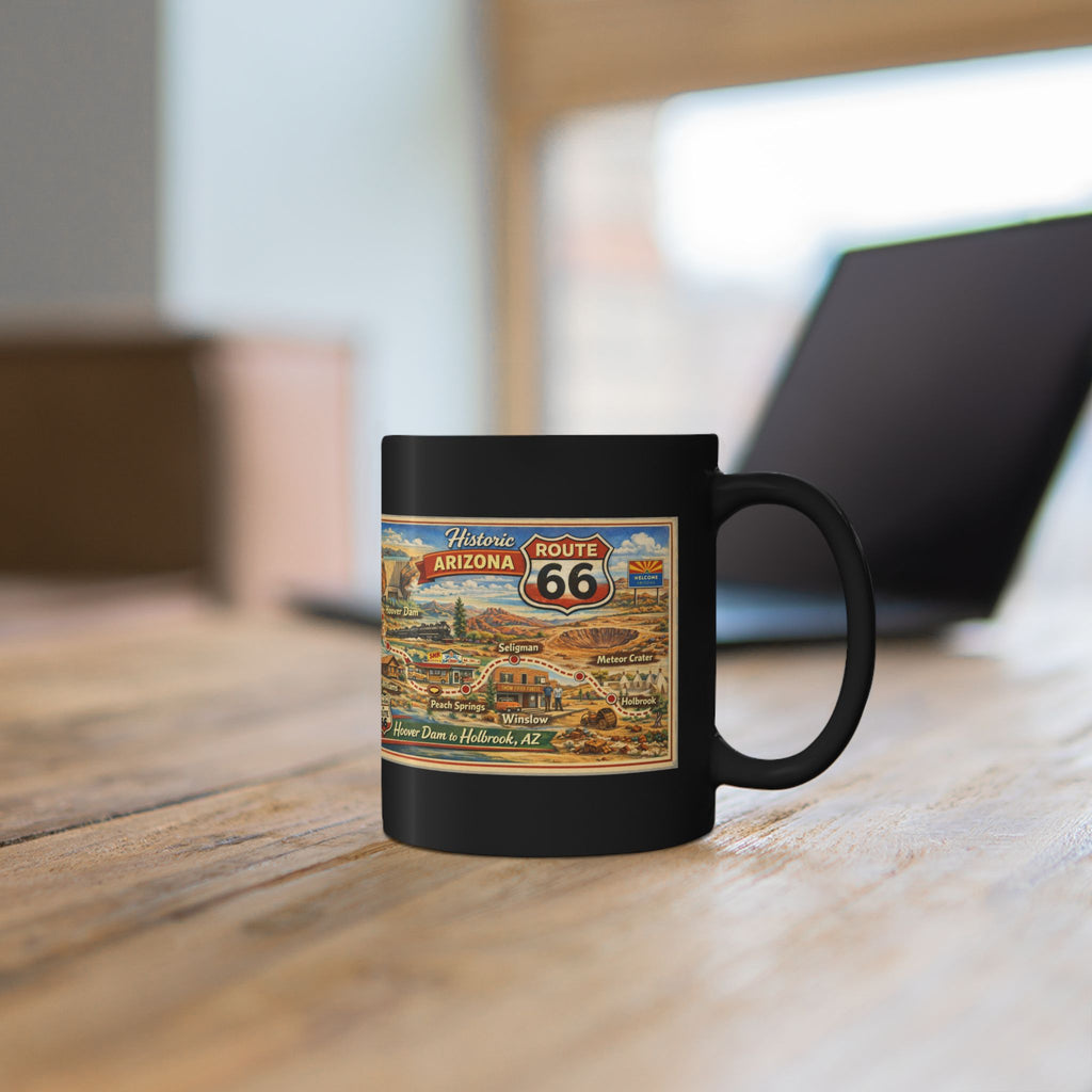 Historic Route 66 Arizona map Mug | Black ceramic road trip souvenir