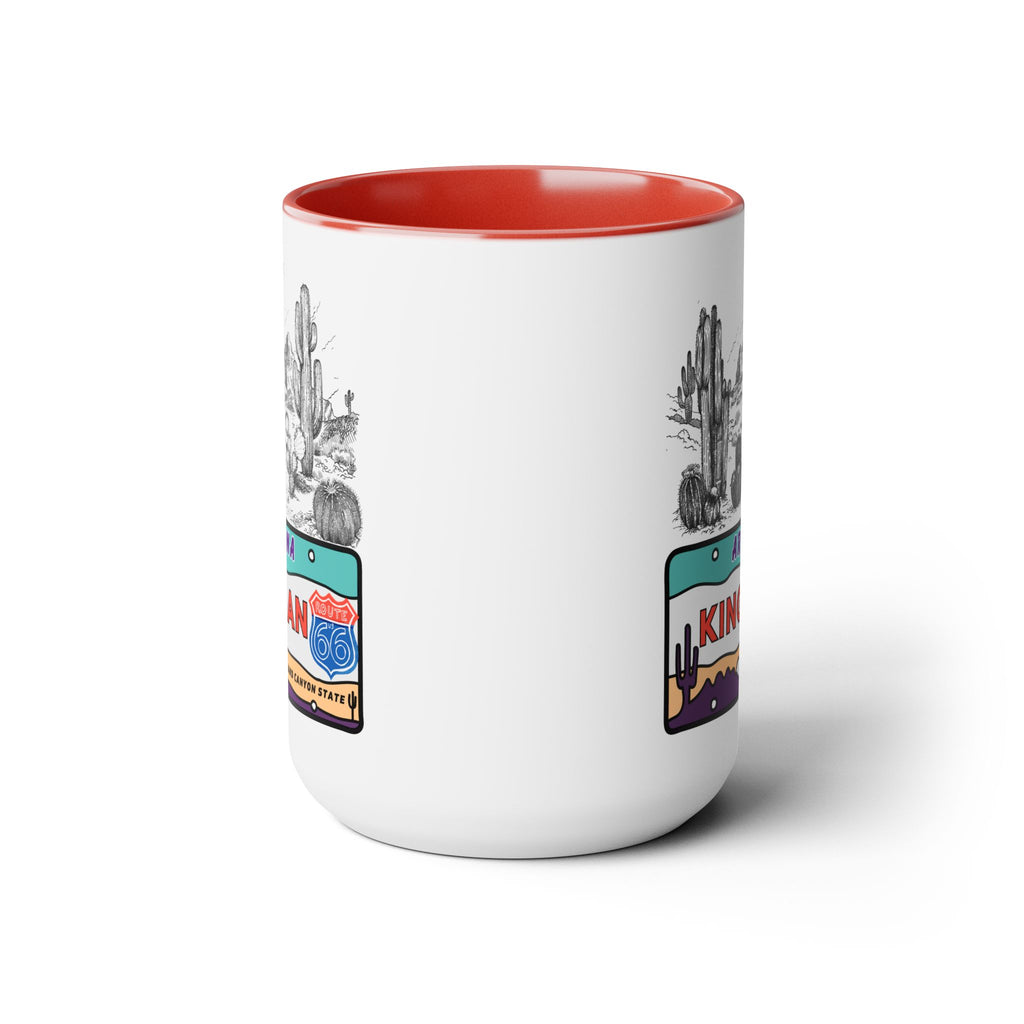 Kingman Arizona Route 66 Two-Tone Coffee Mugs, 15oz