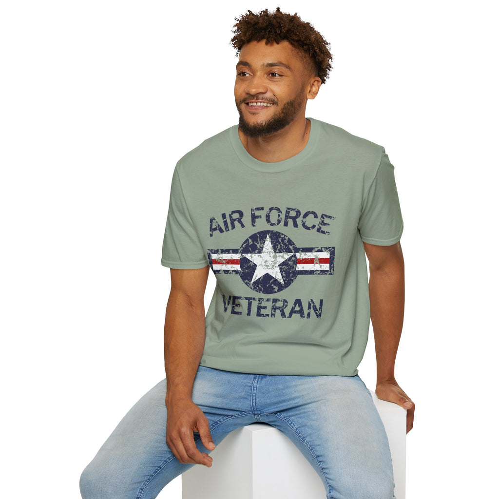 Air Force Veteran Distressed Logo T-Shirt | Military Star Stripe Tee