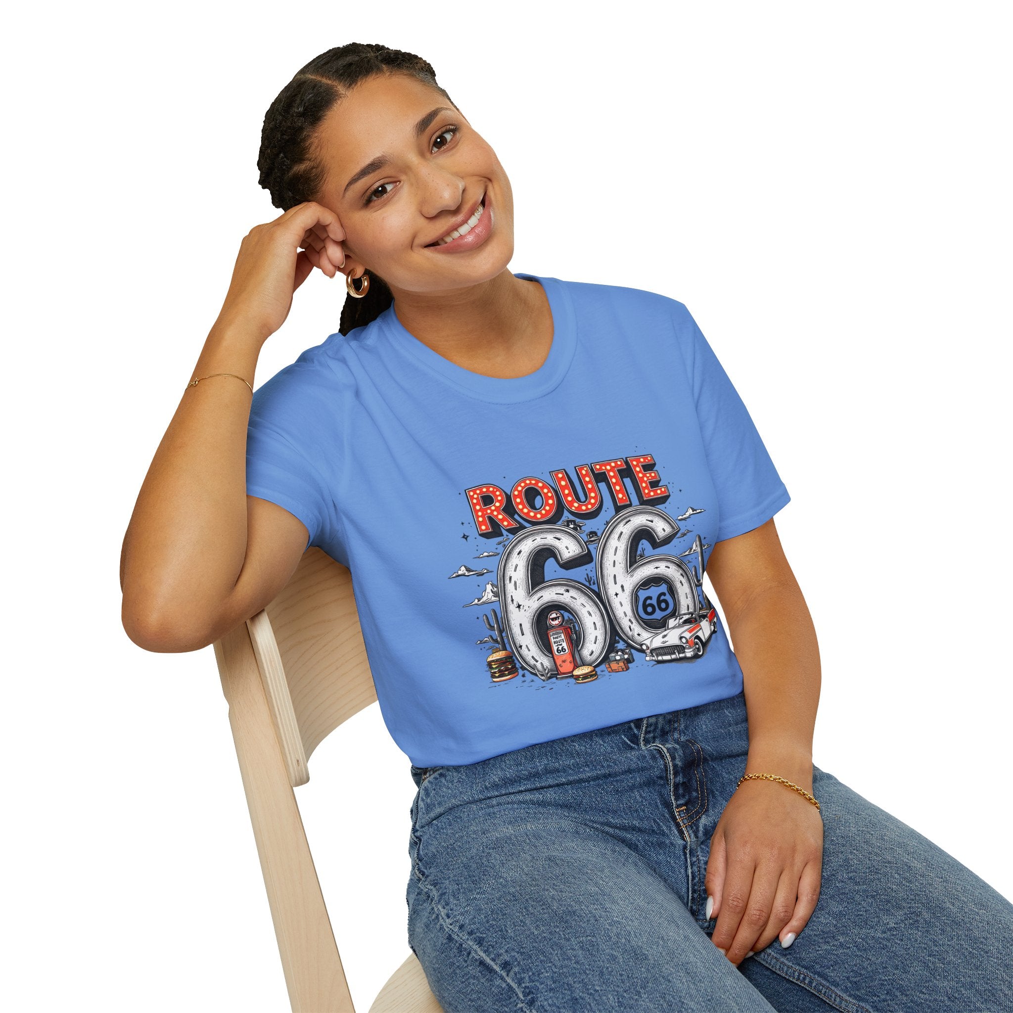 Route 66 Vintage Roadtrip T-Shirt | Classic Highway Car Signage