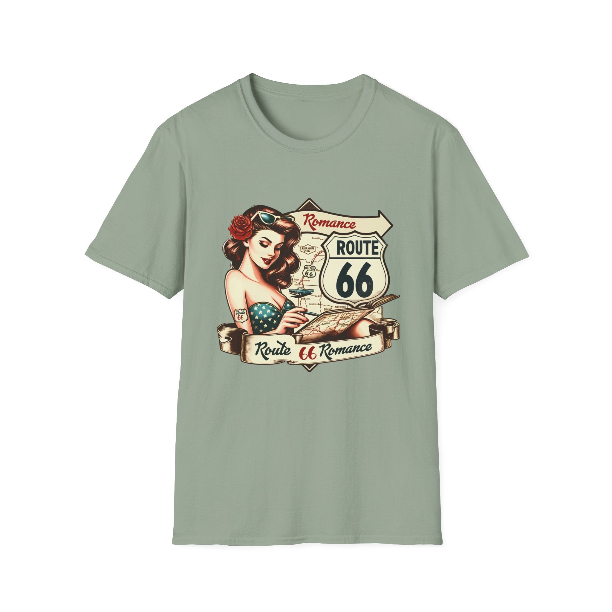 Pinup Girl Route 66 T-Shirt | Vintage Roadtrip Retro Sign