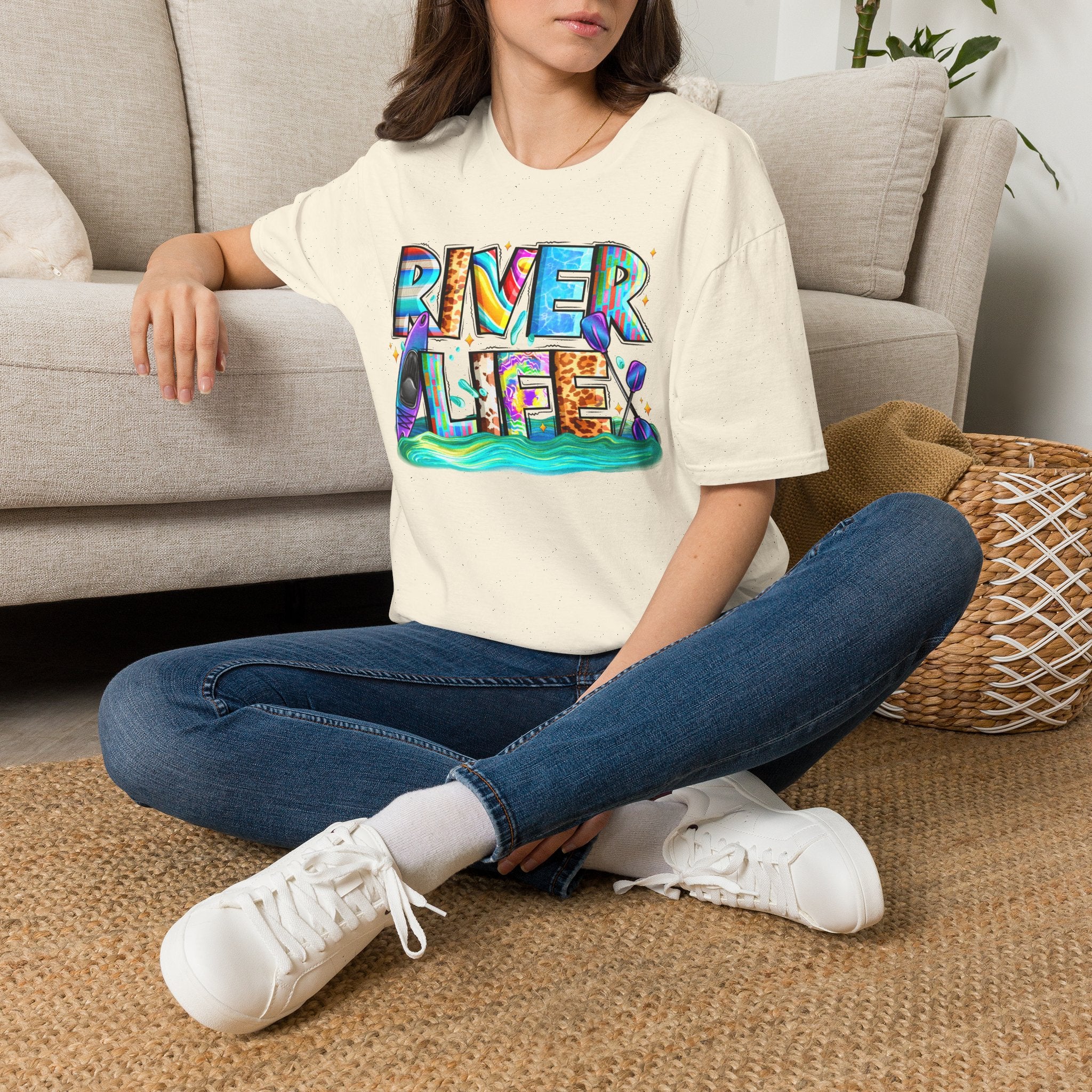 River Life T-Shirt | Colorful Fishing Scenic Graphic