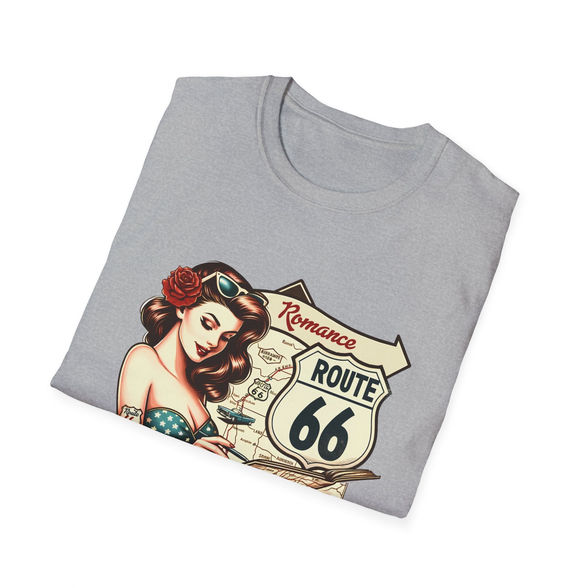 Pinup Girl Route 66 T-Shirt | Vintage Roadtrip Retro Sign