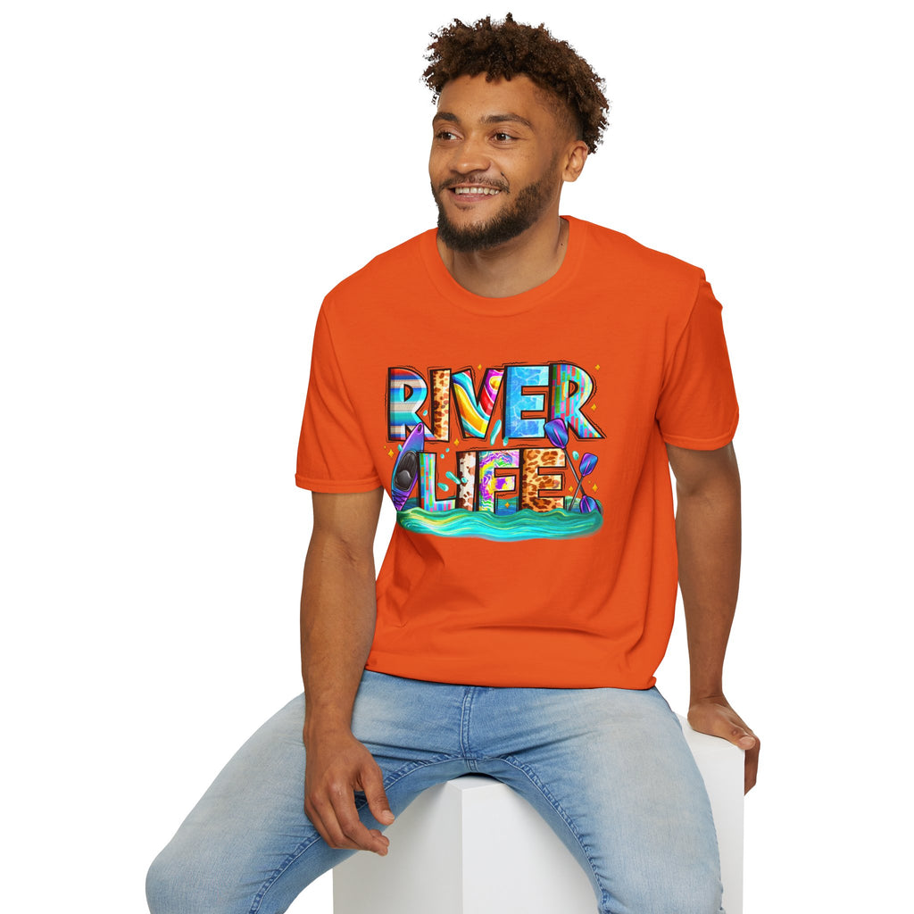 River Life T-Shirt | Colorful Fishing Scenic Graphic