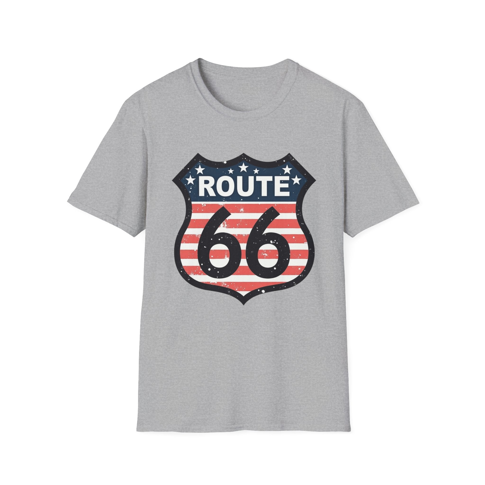 Route 66 Shield T-Shirt | American Flag Vintage Road Sign