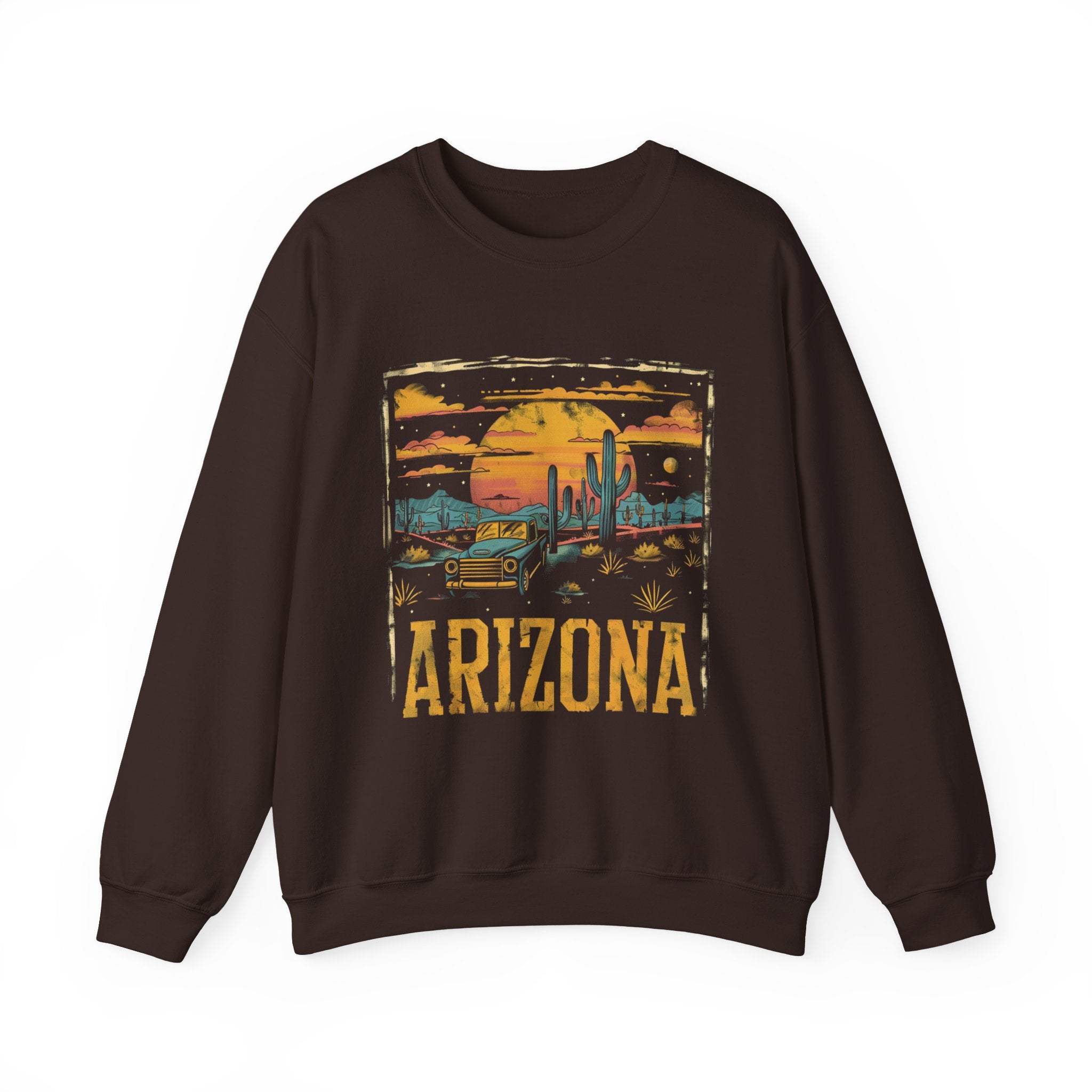 Arizona Desert Sunset Sweatshirt | Retro Cactus Landscape