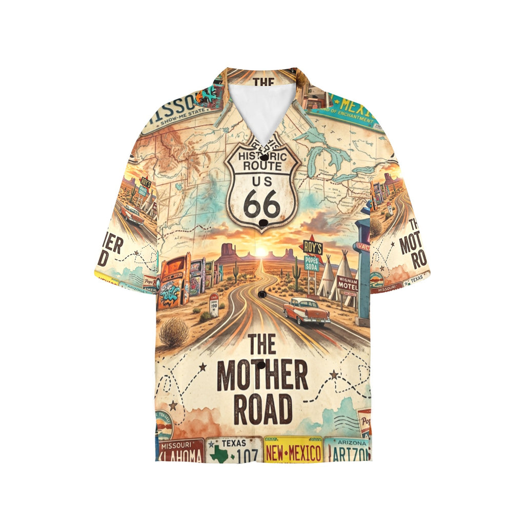 Route 66 All States Women's All Over Print Hawaiian Shirt Made in USA