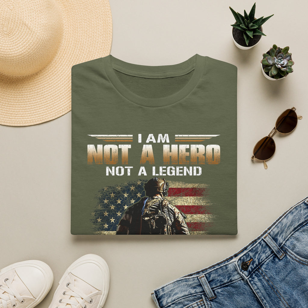 I Am Not a Hero I Am a U.S. Veteran T-Shirt | American Flag Soldier Tee