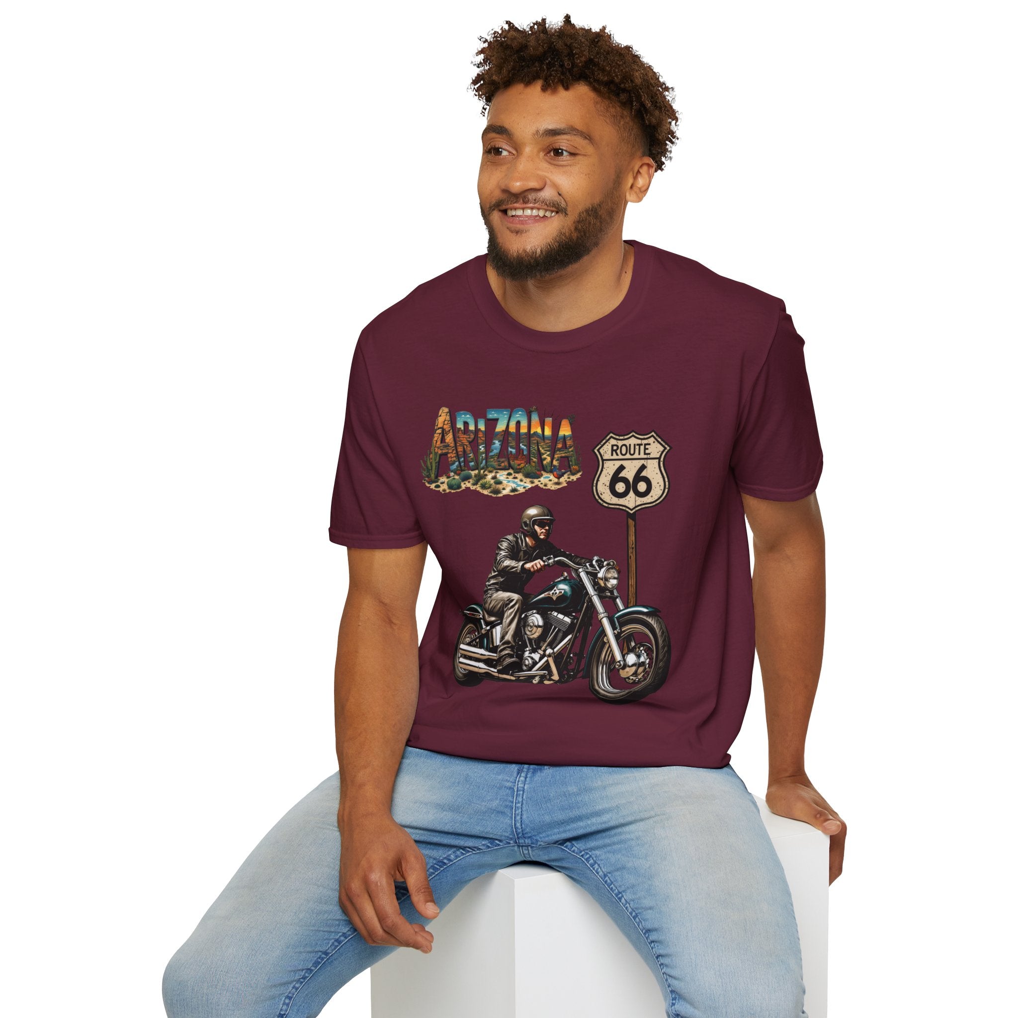 Arizona Route 66 Motorcycle T-Shirt | Biker Road Trip Tee