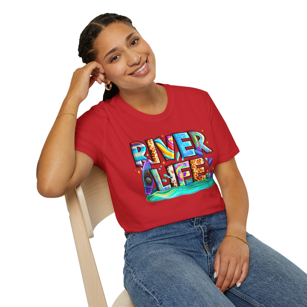 River Life T-Shirt | Colorful Fishing Scenic Graphic