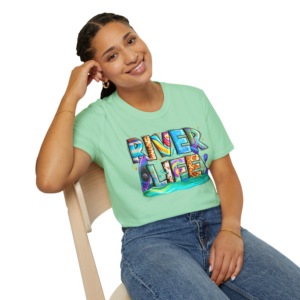 River Life T-Shirt | Colorful Fishing Scenic Graphic