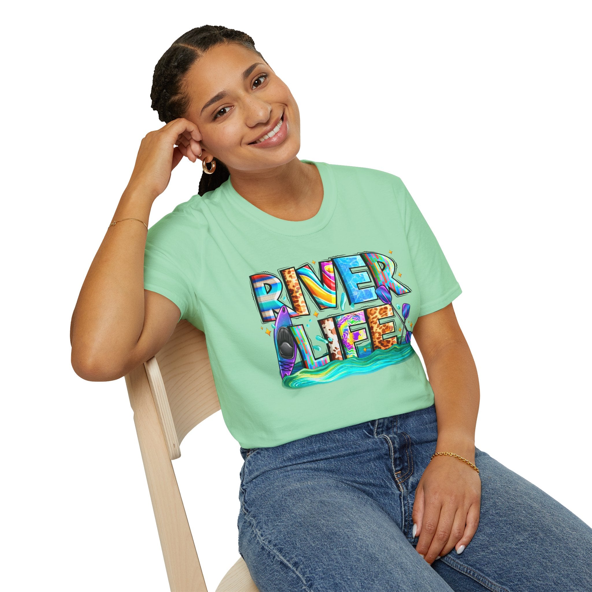 River Life T-Shirt | Colorful Fishing Scenic Graphic
