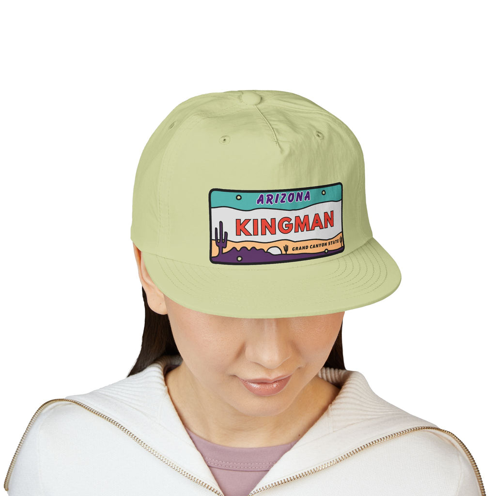 Surf Cap, Beach Hat, Summer Headwear, Kingman Arizona License Plate Dessert Cap for Water Sports
