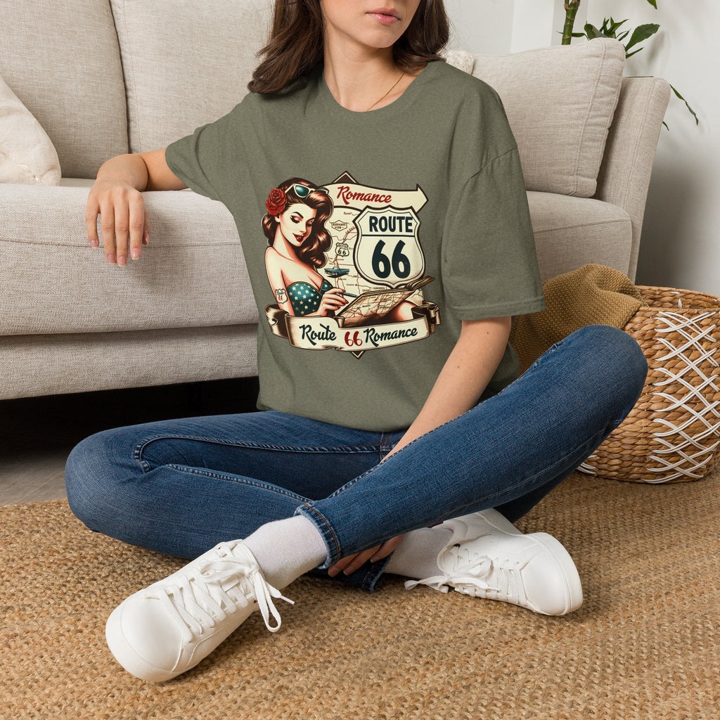 Pinup Girl Route 66 T-Shirt | Vintage Roadtrip Retro Sign