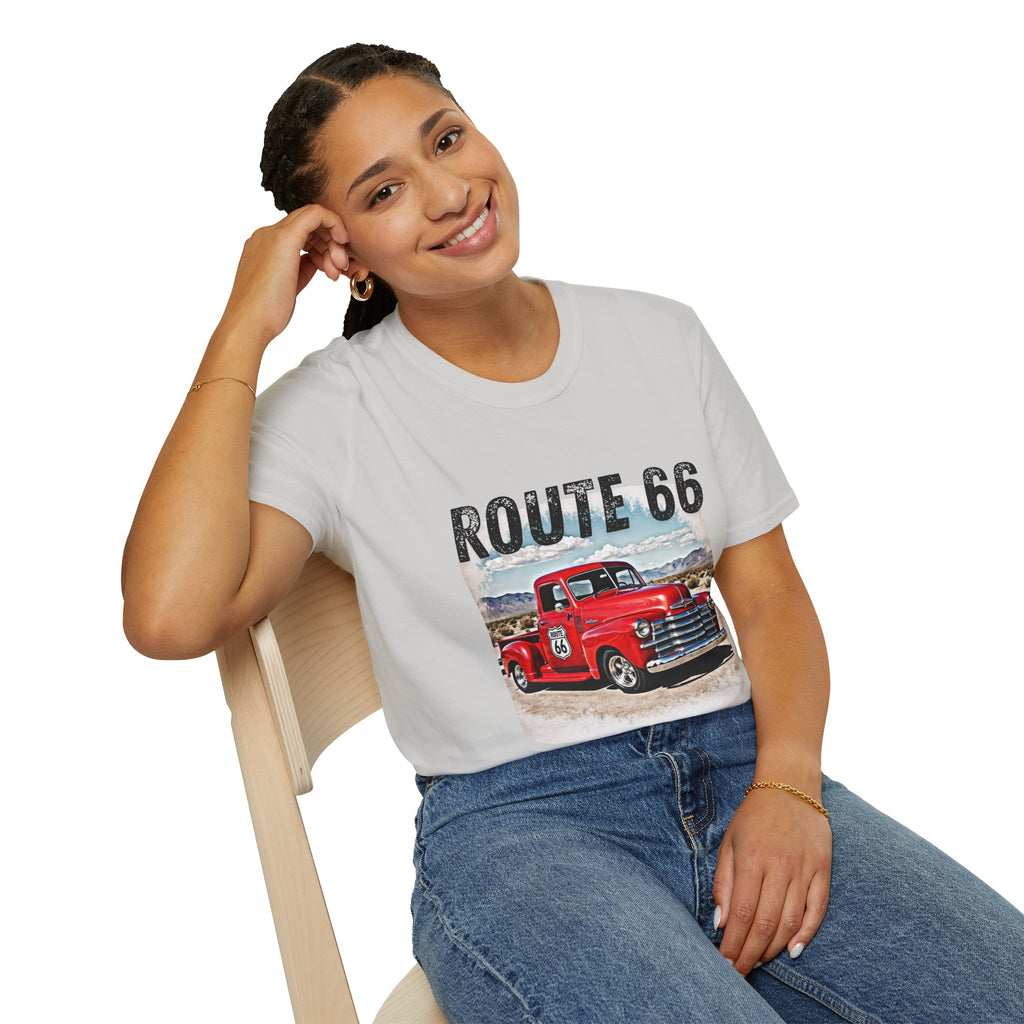 Route 66 Red Vintage Truck T-Shirt | Retro Highway Graphic