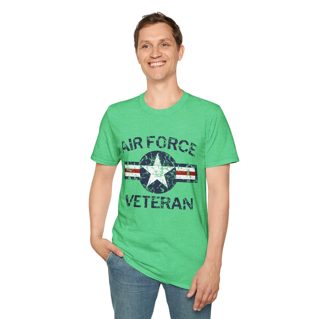 Air Force Veteran Distressed Logo T-Shirt | Military Star Stripe Tee