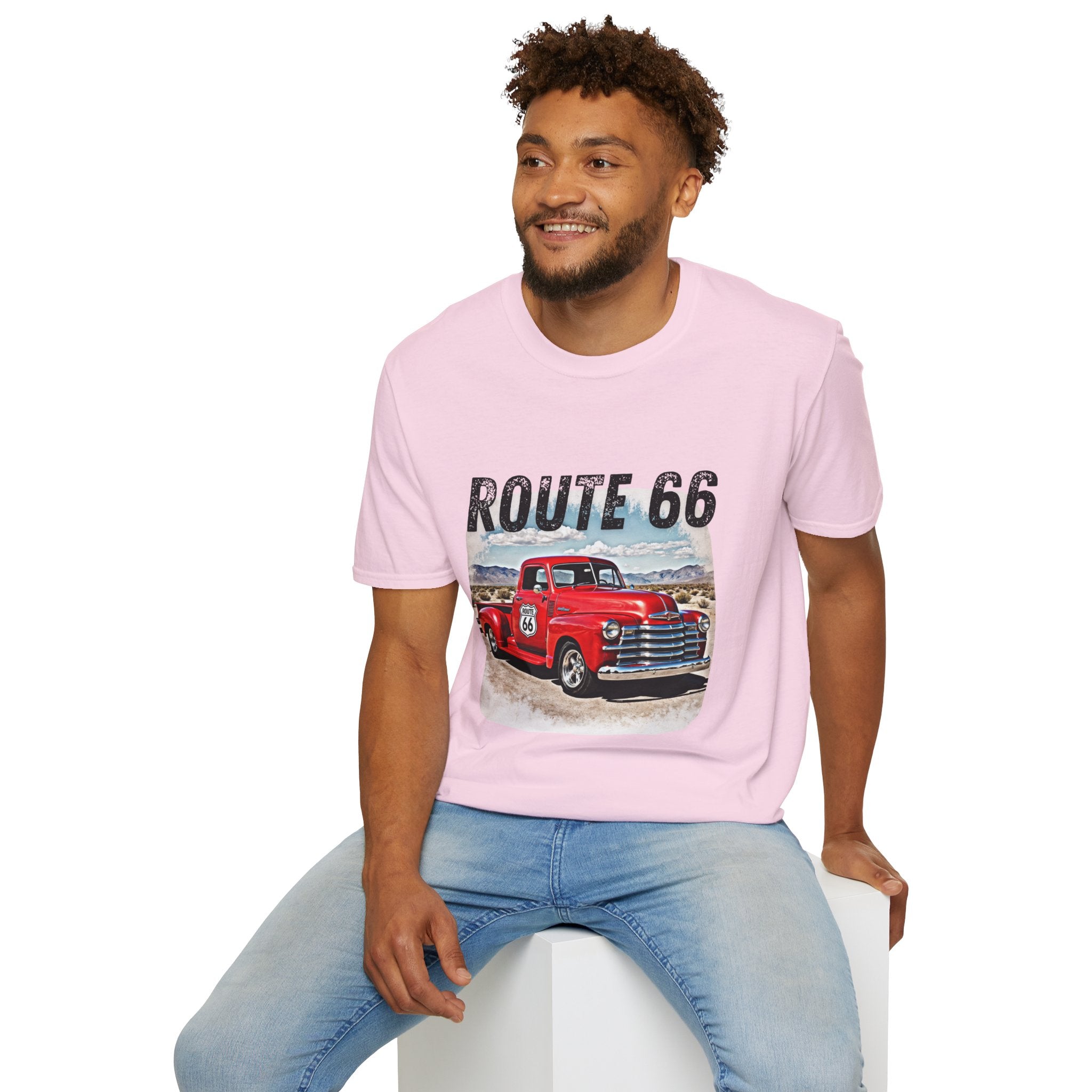 Route 66 Red Vintage Truck T-Shirt | Retro Highway Graphic