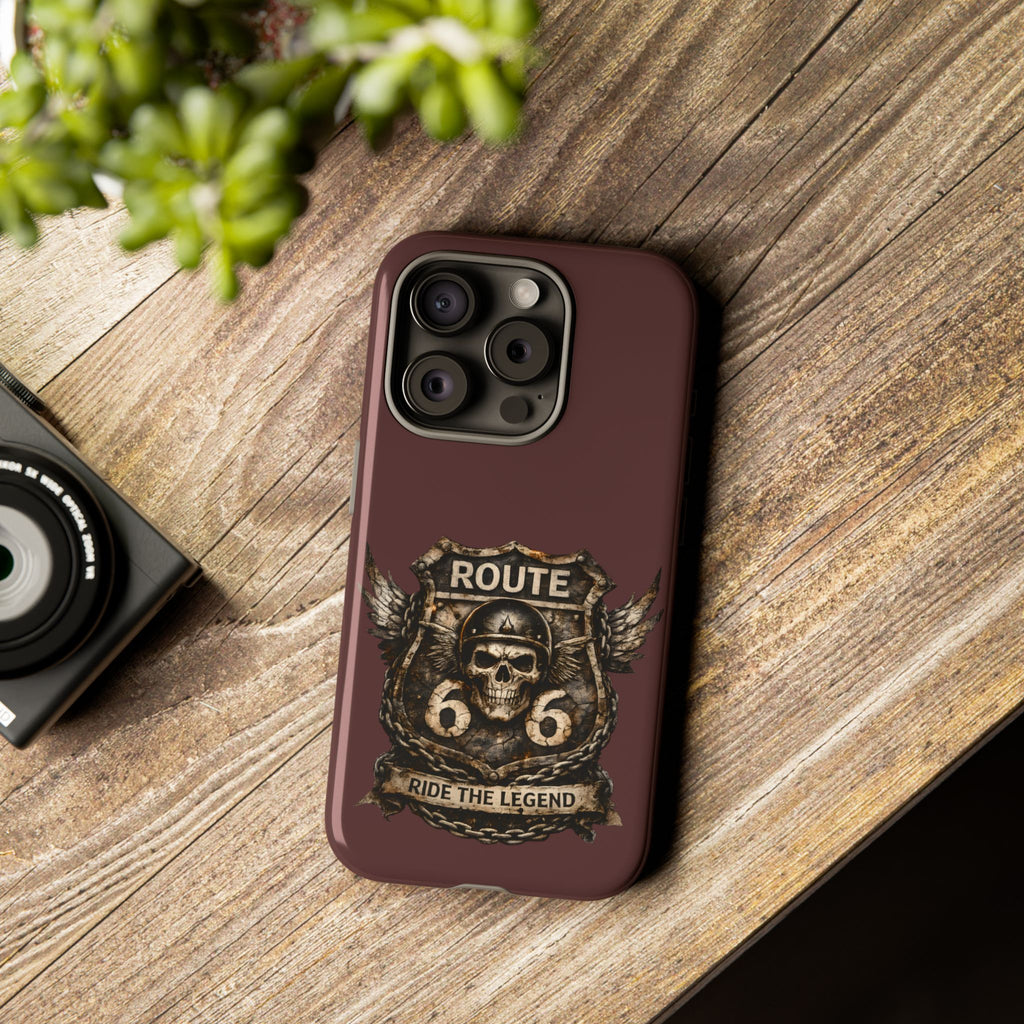 Route 66 Skull Helmet phone case | Motorcycle emblem, Ride the Legend
