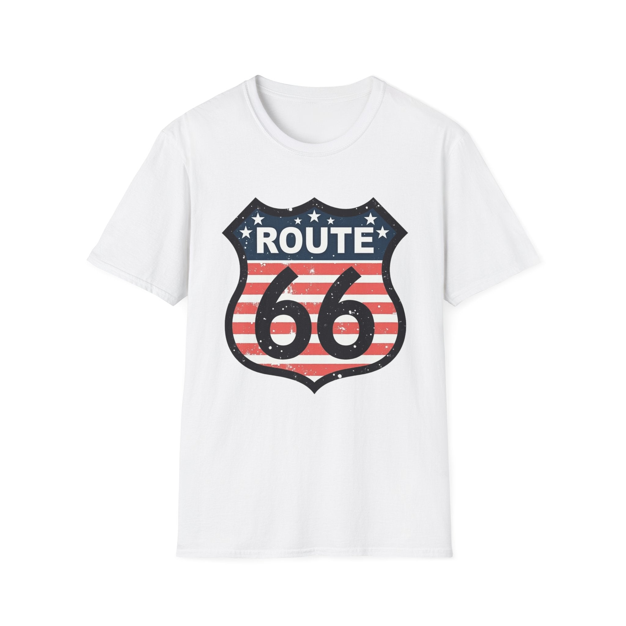 Route 66 Shield T-Shirt | American Flag Vintage Road Sign