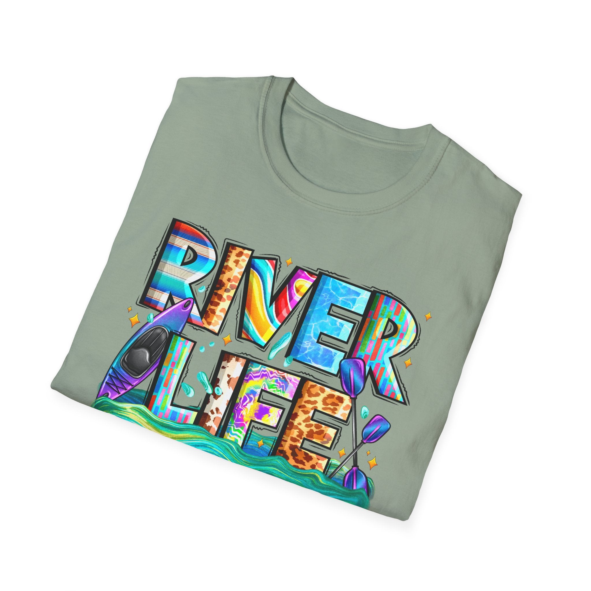 River Life T-Shirt | Colorful Fishing Scenic Graphic