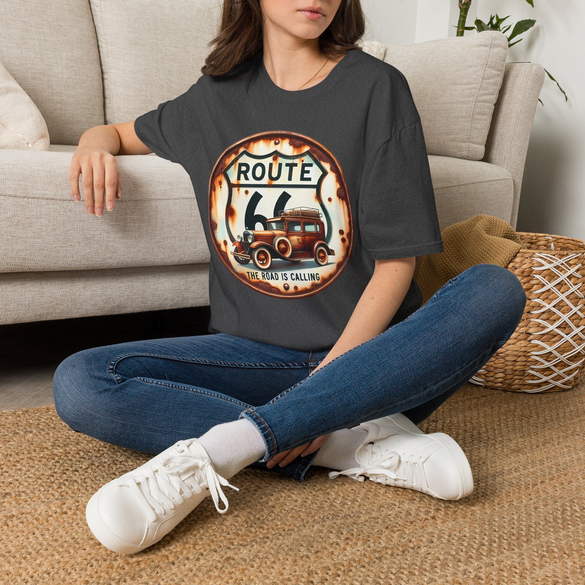 Route 66 Vintage Woody Wagon T-Shirt | The Road Is Calling, Retro Roadtrip Tee