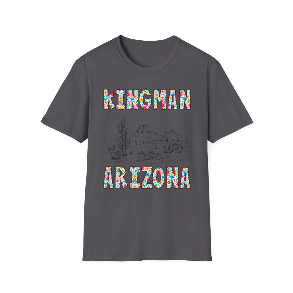 Kingman Arizona Colorful Mens Womans Unisex T-Shirt, Casual Wear, Travel Souvenir, Gift for Nature Lovers, Vacation Tee