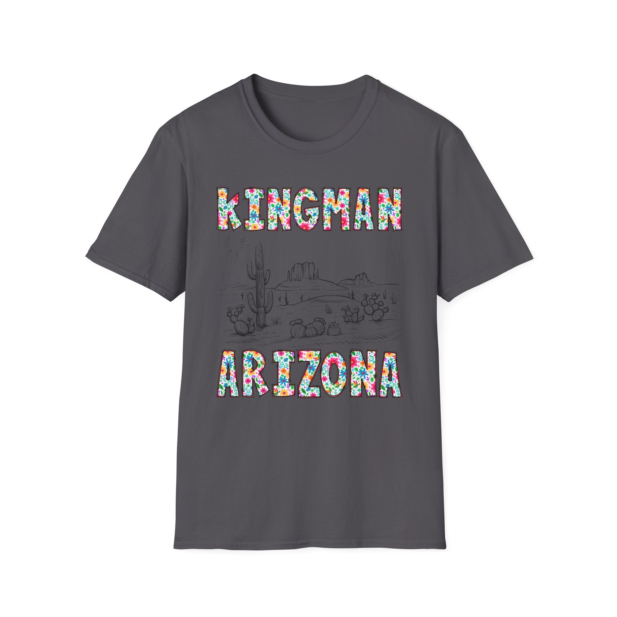 Kingman Arizona Colorful Mens Womans Unisex T-Shirt, Casual Wear, Travel Souvenir, Gift for Nature Lovers, Vacation Tee