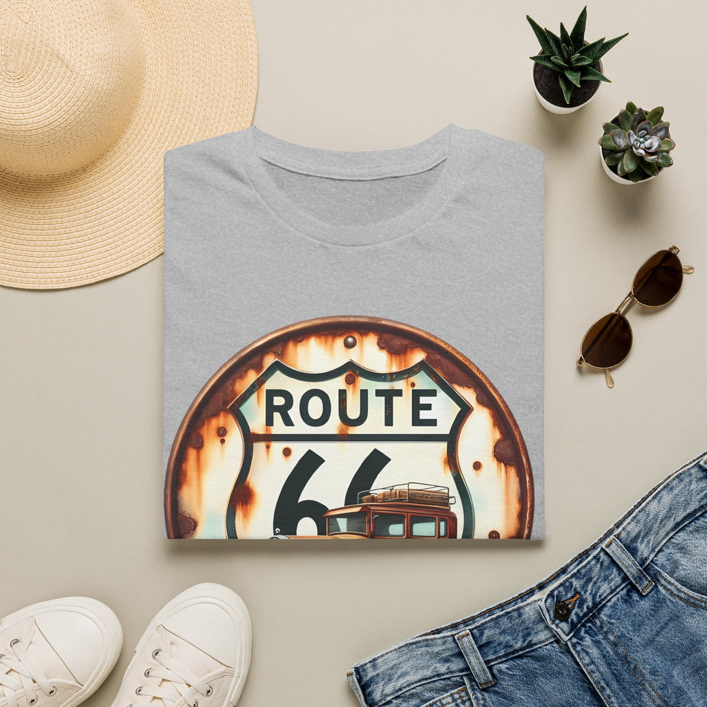 Route 66 Vintage Woody Wagon T-Shirt | The Road Is Calling, Retro Roadtrip Tee