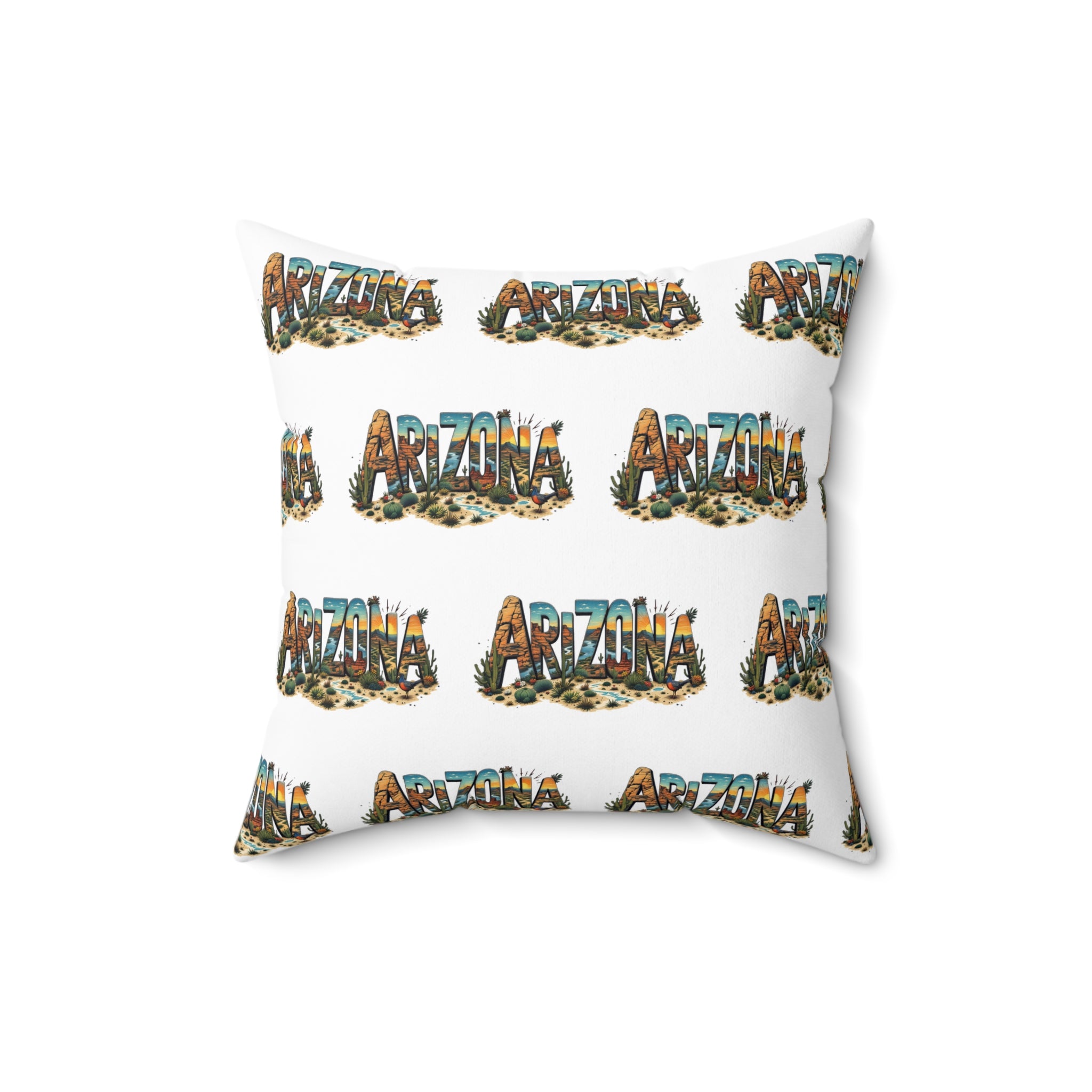 Arizona AZ - Artistic Spun Polyester Square Pillow - Cozy Home Decor, Decorative Throw, Unique Gift, Art-Inspired Decor, Colorful Cushion